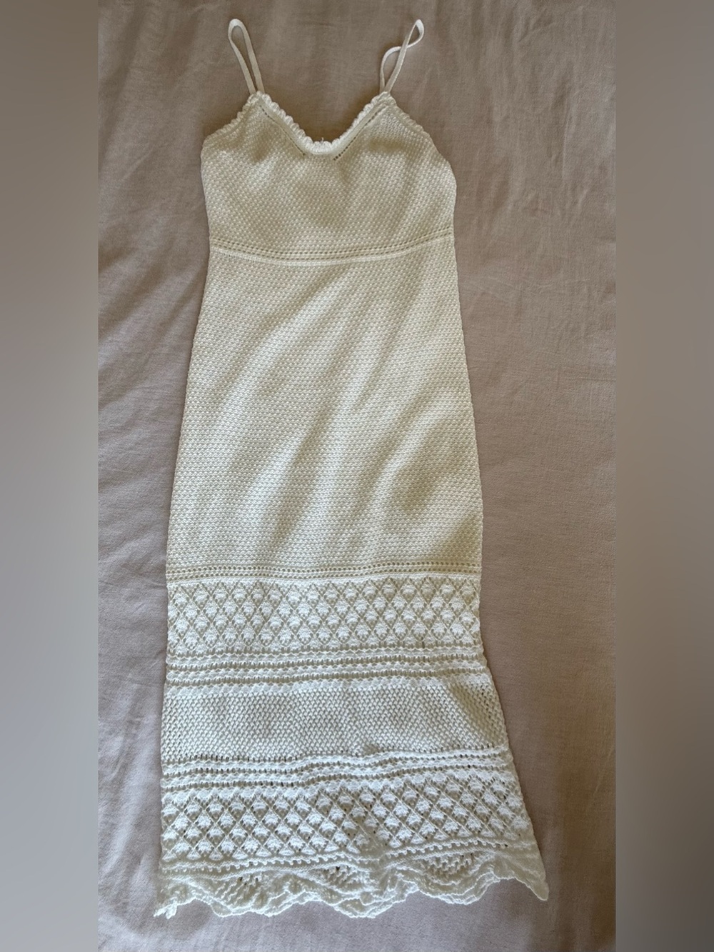 White Crochet-Detail Maxi Dress